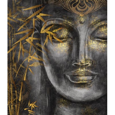Gri-Gold Kadın Heykeli 3 Boyutlu Duvar Kağıdı