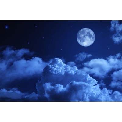 Gece Gökyüzü Ve Ay 3 Boyutlu Duvar Kağıdı