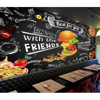Cafe Burger 3 Boyutlu Duvar Kağıdı 