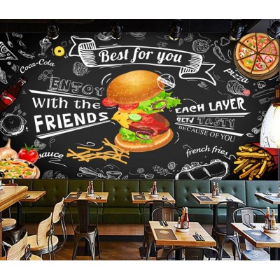 Cafe Burger 3 Boyutlu Duvar Kağıdı 