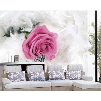 Pembe Büyük Gül 3 Boyutlu Duvar Kağıdı 