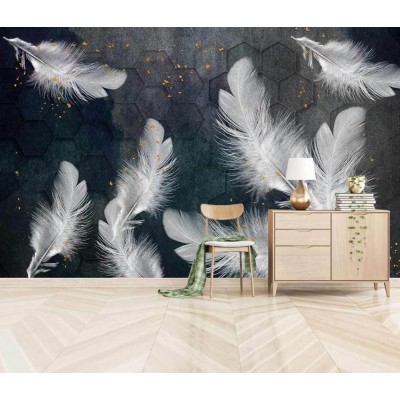 Kuş Tüyü 3 Boyutlu Duvar Kağıdı 