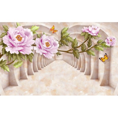Çiçek Tünel Derinlik Önizleme 3 Boyutlu Duvar Kağıdı 