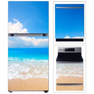 BUZDOLABI FIRIN VE BULAŞIK MAKİNESİ KAPAK DENİZ MANZARA FOLYO KAPLAMA STİCKER 3'LÜ SETT