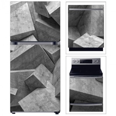 BUZDOLABI FIRIN VE BULAŞIK MAKİNESİ KAPAK GEOMETRİK FOLYO KAPLAMA STİCKER 3'LÜ SET