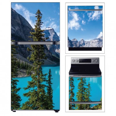 BUZDOLABI FIRIN VE BULAŞIK MAKİNESİ KAPAK GÖL MANZARALI FOLYO KAPLAMA STİCKER 3'LÜ SET