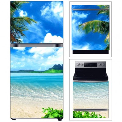 BUZDOLABI FIRIN VE BULAŞIK MAKİNESİ KAPAK DENİZ MANZARALI FOLYO KAPLAMA STİCKER 3'LÜ SET