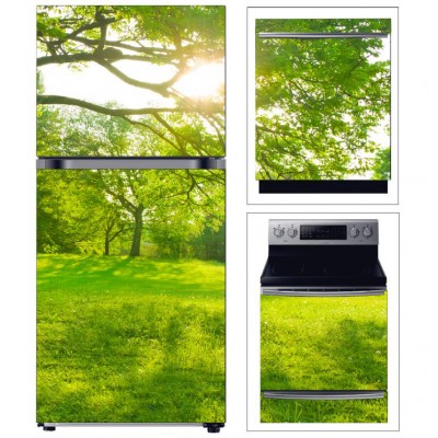 BUZDOLABI FIRIN VE BULAŞIK MAKİNESİ KAPAK ORMAN AĞAÇLAR FOLYO KAPLAMA STİCKER 3'LÜ SET