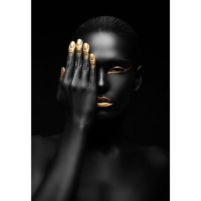 Siyah Gold Model Kadın Figürü Duvar Kağıdı 