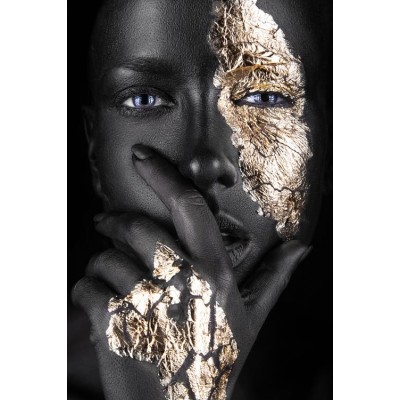 Siyah Krem Işıltılı Kadın Yüzü Duvar Kağıdı 