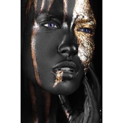 Krem Işıltılı Siyah Kadın Yüzü Duvar Kağıdı 
