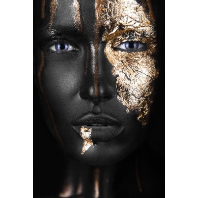 Siyah Kadın Model Krem Işıltılı Duvar Kağıdı 