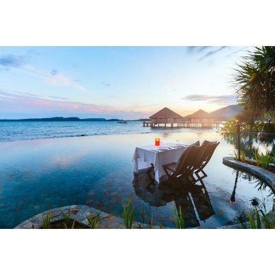 YEMEK MASASI DENİZ 3D DUVAR KAĞIDI