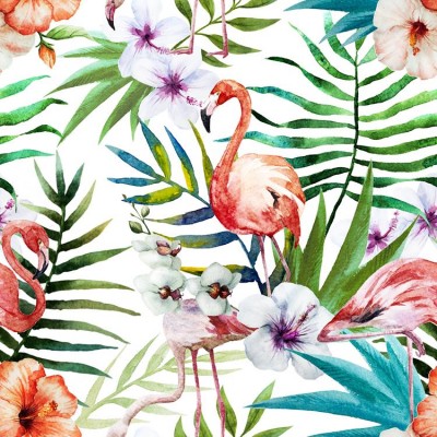 Tropikal Desende Flamingolar 3 Boyutlu Duvar Kağıdı 