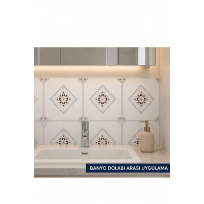 10 Adet 30x30cm Bordo Motifli Desen Köpük Yapışkanlı Mutfak Banyo Duvar Paneli Kağıdı CYCZT00211