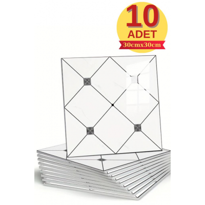 10 Adet 30x30cm Elvaro Seramik Desen Köpük Yapışkanlı Mutfak Banyo Wc Duvar Paneli Kağıdı CYCZT00215