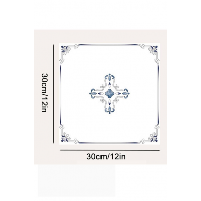 10 Adet 30x30cm Mavi Motifli Desen Köpük Yapışkanlı Mutfak Banyo Duvar Paneli Kağıdı CYCZT00212