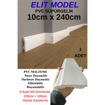 10cmx240cm Beyaz Elit PVC Suya Neme Dayanıklı Parke Süpürgelik Kenar Çıtalama Dekoratif Süpürgelik