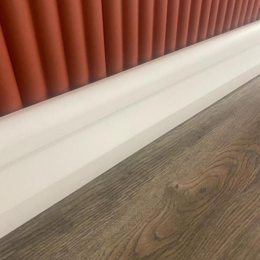 11.5cm x 240cm Polimer Lake Beyaz Ledli Süpürgelik Salon Ev Ofis ...