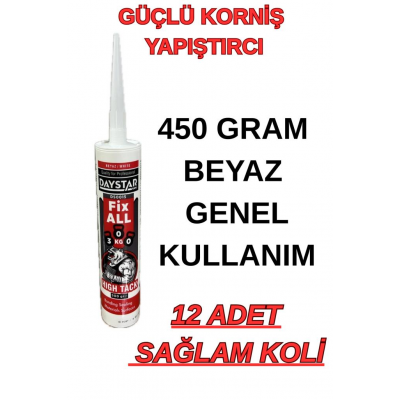 12 ADET Süper Güçlü Özel Yapıştırıcı 450gr FİX ALL ATC Lambiri Tavan Korniş Yapıştırıcı 300 KG Taşır