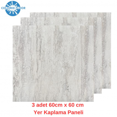 1m2 3 Adet 60X60cm Floor Yapışkanlı Zemin ve Duvar Kaplama Paneli Arkası Kauçuklu Pvc WC Paneli 607