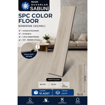 2,23m² Alan Kaplar SPC Parke 4+1mm Plastik Suya Dayanıklı Kilitli Geçmeli Zemin Kaplama SABUNİ