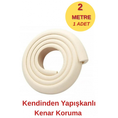 2 Metre 1 Adet Fildişi-Krem Yumuşak Kauçuk Koruma Bebek Odası Mobilya Kenar Köşe Koruma Darbe Emici