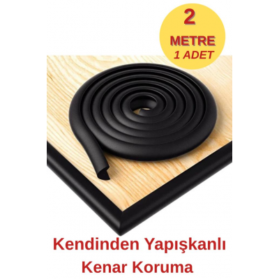 2 Metre 1 Adet Siyah Yumuşak Kauçuk Koruma Bebek Odası Mobilya Kenar Köşe Koruma Darbe Emici