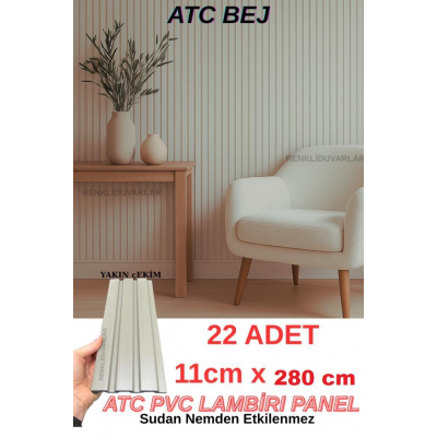 22 Adet 11cmx280cm Koli Bazında Bej PVC Lambiri Ev Ofis Dekoratif PVC Lambiri Duvar Kağıdı Paneli