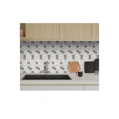 30×30cm Altıgen Benekli Epoksi 1 Adet 3D Yapışkanlı Duvar Kaplama Paneli Mutfak Banyo Salon Ofis