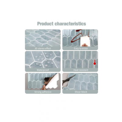 30cm×30cm Adaçayı Epoksi 1 Adet 3D Yapışkanlı Duvar Paneli Kağıdı Sticker Mutfak Banyo Salon Ofis