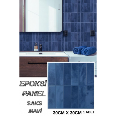 30cm×30cm Saks Mavi Epoksi 1 Adet 3D Yapışkanlı Duvar Paneli Kağıdı Sticker Mutfak Banyo Salon Ofis