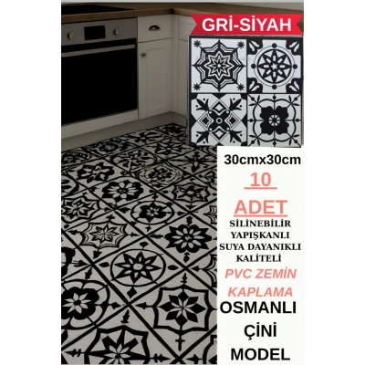 30cmx30cm 10 Adet Yapışkanlı Osmanlı çini Floor Pvc Panel  Zemin Kaplama Paneli Arkası Kauçuklu 2124