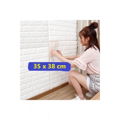 35x38cm Silinebilir Beyaz Kendinden Yapışkanlı Duvar Kağıdı Esnek Köpük Panel 3d Boyut Tuğla Desen 