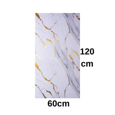 4 ADET 60x120cm Alternatif Kaplama UV PVC Altın Mermer Desenli  Ev Ofis Otel Duvar Kaplama Paneli