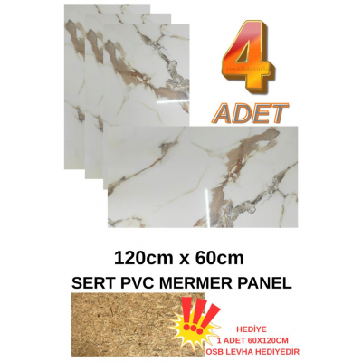 4 ADET 60x120cm Alternatif Kaplama UV PVC Elegant Mermer Desenli  Ev Ofis Otel Duvar Kaplama Paneli