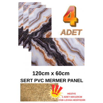 4 ADET 60x120cm Alternatif Kaplama UV PVC Gold Mermer Desenli  Ev Ofis Otel Duvar Kaplama Paneli