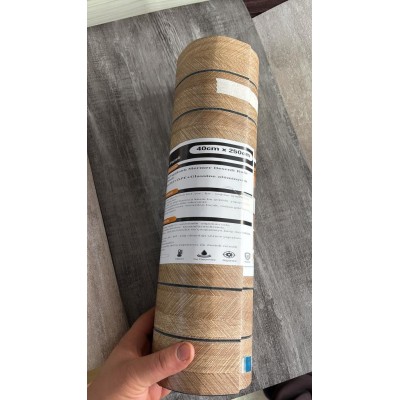 40cmx250cm Açık Kahve 3D Girintili Yapışkanlı SXP Akustik Lambiri Desenli Duvar Paneli Kağıdı BAMBU