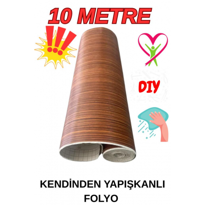 45cm x 10 Metre 1 Adet Rulo Yapışkanlı Ahşap Görünümlü Mutfak Duvar Kaplama Folyosu Kağıdı