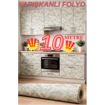 45cm x 10 Metre 1 Rulo Folyo Yapışkanlı Asker Kamuflaj Model  Mutfak Duvar Kaplama Folyosu Kağıdı