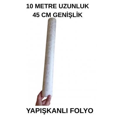 45cm x 10 Metre 1 Rulo Folyo Yapışkanlı Damask Model Görünümlü Mutfak Duvar Kaplama Folyosu Kağıdı