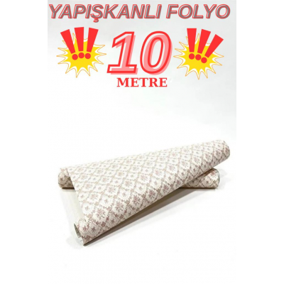 45cm x 10 Metre 1 Rulo Folyo Yapışkanlı Nakış Motif Desenli  Mutfak Duvar Kaplama Folyosu Kağıdı