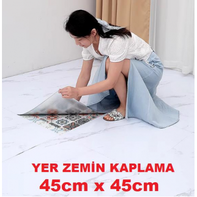 45cm x 45cm 1 Adet Yapışkanlı Parke Floor Pvc Panel  Yer Zemin Kaplama Paneli Arkası Kauçuklu 15p