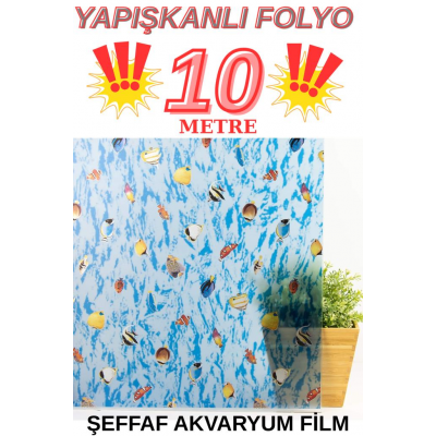 45cmx 10 Metre 1 Adet Rulo Şeffaf Film Folyo Yapışkanlı Akvaryum Mutfak Duvar Kaplama Folyosu Kağıdı