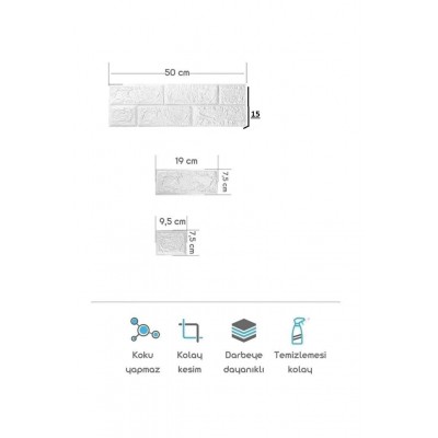 50 X 15 Cm² Kendinden Yapışkanlı Duvar Kağıdı Esnek Köpük Paneli 3d Boyutlu Tuğla Desen Beyaz