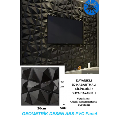 50cm x 50cm 1 Adet 3D Abs Malzeme PVC Dayanıklı Duvar Paneli Silinebilir Geometrik Model Panel