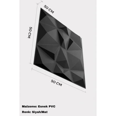 50cm x 50cm 1 Adet 3D Abs Malzeme PVC Dayanıklı Duvar Paneli Silinebilir Geometrik Model Panel