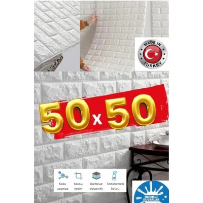 50x50 Cm 0,27 M² Silinebilir Kendinden Yapışkanlı Duvar Kağıdı Esnek Köpük Panel 3d Tuğla Desen  50x50 Cm 0,27 M² Silinebilir Kendinden Yapışkanlı Duvar Kağıdı Esnek Köpük Panel 3d Tuğla Desen