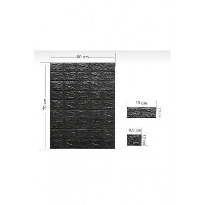 50x70cm (0,35m2) Yılbaşı Siyahı Kendinden Yapışkanlı Duvar Kağıdı Esnek Köpük Panel 3d Tuğla Desen 