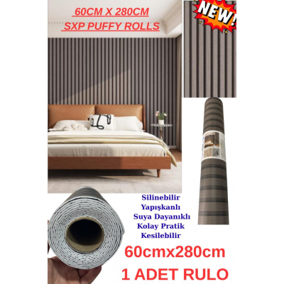 60cm x 280cm 1 Adet Kendinden Yapışkanlı Kömür Gri Lambiri Desenli Duvar Paneli Kağıdı GS8002